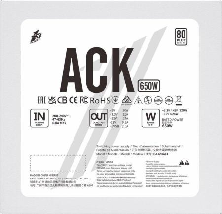 Блоки питания 1stPlayer ACK 650W HA-650AC1-WH [HA-650AC1-WH]