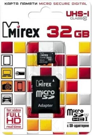 Карты памяти Mirex microSDHC UHS-I (Class 10) 32GB + адаптер [13613-ADSUHS32] [13613-ADSUHS32]