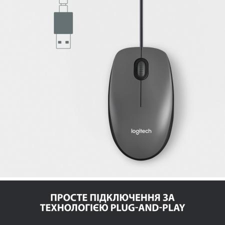 Мыши Logitech M100 (черный, обновленный дизайн) [910-006652]