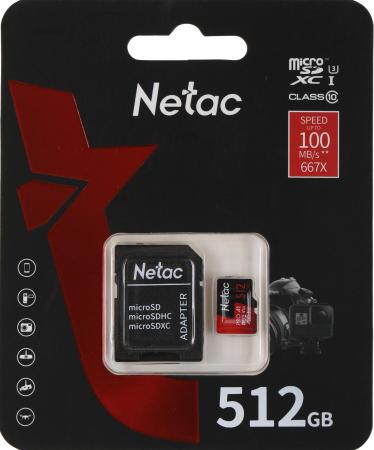Карты памяти Netac MicroSDXC 512GB V30/A1/C10 Netac P500 Extreme Pro с адаптером [NT02P500PRO-512G-R]