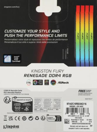 Оперативная память Kingston FURY Renegade RGB 2x8ГБ DDR4 4266 МГц KF442C19RB2AK2/16 [KF442C19RB2AK2/16]