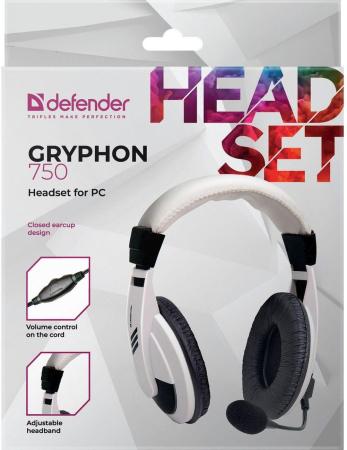 Наушники и гарнитуры Defender Gryphon 750 (белый) [63747, 4714033637473]