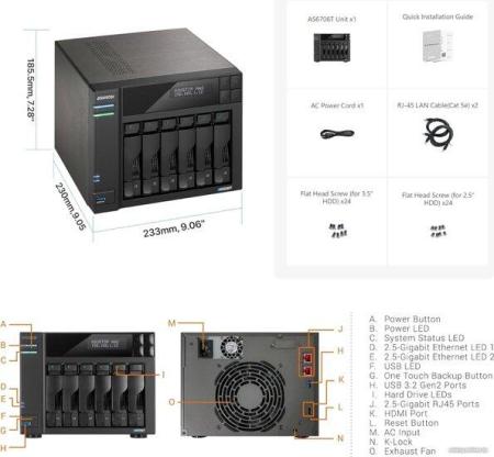 Сетевые накопители (NAS) ASUSTOR Lockerstor 6 Gen2 AS6706T [AS6706T, 90IX01N1-BW3S60]