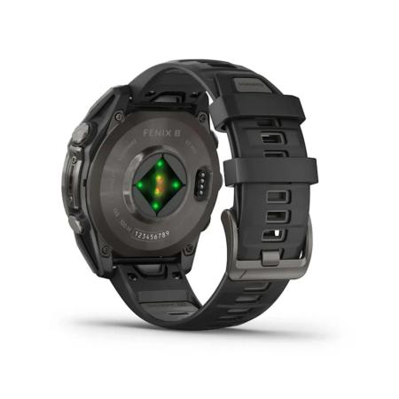 Умные часы и браслеты Garmin Fenix 8 Sapphire, Titanium 47мм (угольно-черный DLC, пепельно-черный силиконовый ремешок) [010-02904-21]