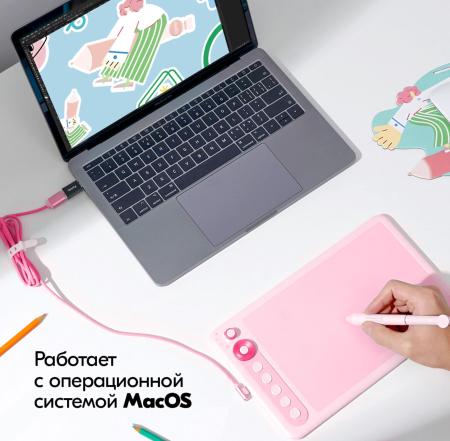 Графические планшеты Parblo Intangbo X7 (розовый)
