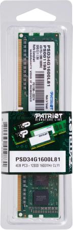 Оперативная память Patriot 4GB DDR3 PC3-12800 [PSD34G1600L81] [PSD34G1600L81]