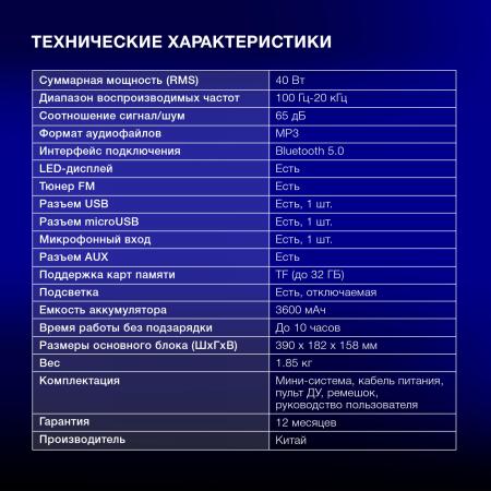 Беспроводные и портативные колонки Hyundai H-PS1030 [H-PS1030, 1694352]