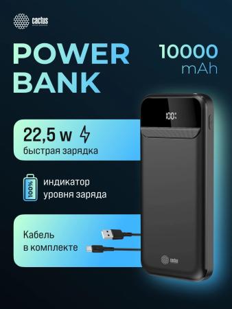 Портативные зарядные устройства CACTUS CS-PBFSCA-10000 10000mAh (черный) [CS-PBFSCA-10000, 4670089336206]