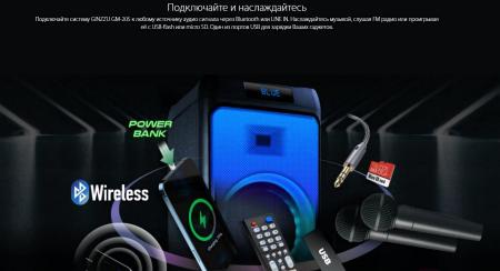 Беспроводные и портативные колонки Ginzzu GM-205
