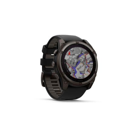 Умные часы и браслеты Garmin Fenix 8 Solar, Sapphire 51мм (титановый угольно-серый с DLC-покрытием и черным ремешком) [010-02907-11]