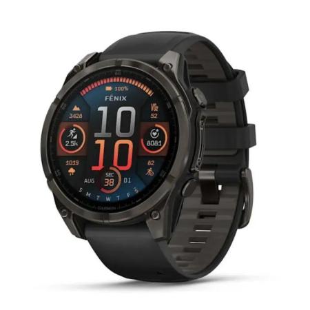 Умные часы и браслеты Garmin Fenix 8 Sapphire, Titanium 47мм (угольно-черный DLC, пепельно-черный силиконовый ремешок) [010-02904-21]