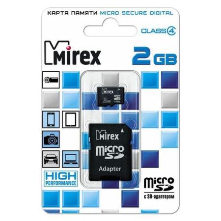 Карты памяти Mirex microSDHC (Class 4) 2GB (13613-ADTMSD02) [13613-ADTMSD02]