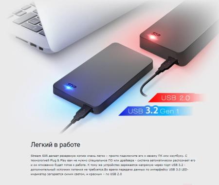 Внешние накопители Silicon-Power Stream S05 1TB SP010TBPHD05SS3K [SP010TBPHD05SS3K]