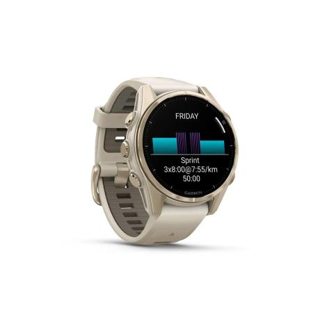 Умные часы и браслеты Garmin Fenix 8 Sapphire 43мм (золотистый, дымчато-серый ремешок) [010-02903-11]