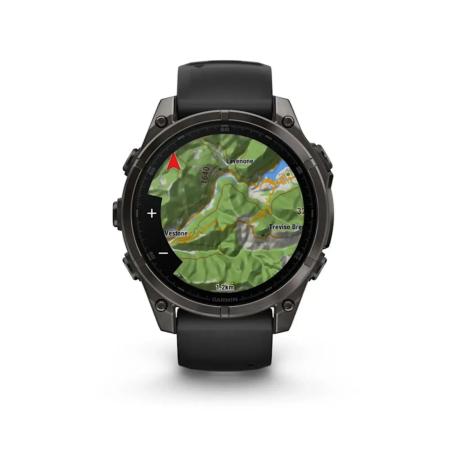 Умные часы и браслеты Garmin Fenix 8 Sapphire, Titanium 47мм (угольно-черный DLC, пепельно-черный силиконовый ремешок) [010-02904-21]