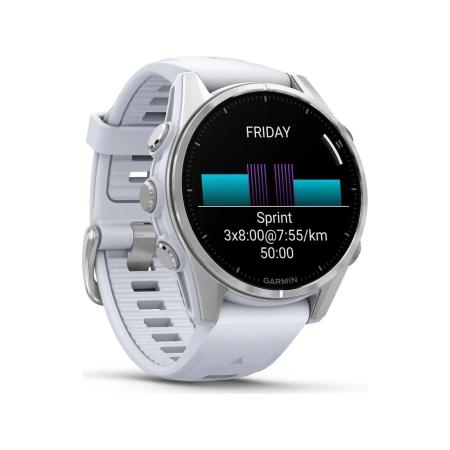 Умные часы и браслеты Garmin Fenix 8 43мм (серебристый, белый ремешок) [010-02903-00]