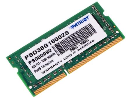 Оперативная память Patriot Signature 8GB DDR3 SO-DIMM PC3-12800 (PSD38G16002S)