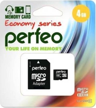 Карты памяти Perfeo microSDHC PF4GMCSH10AES 4GB (с адаптером) [PF4GMCSH10AES]