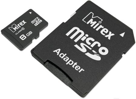 Карты памяти Mirex microSDHC (Class 10) 8GB (13613-AD10SD08) [13613-AD10SD08]