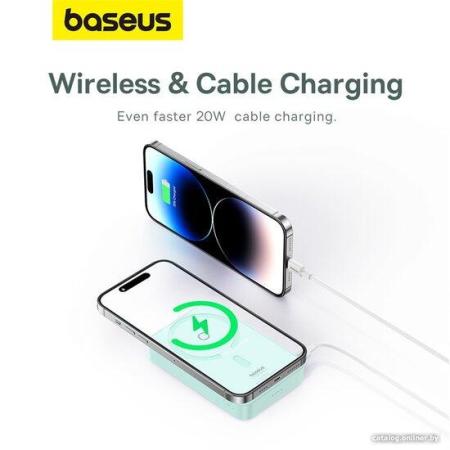 Портативные зарядные устройства Baseus MagPro Magnetic Bracket Wireless Fast-Charging Power Bank 20W 5000mAh (мятный) [P10064101333-00, 6932172647087]