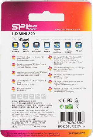 USB Flash Silicon-Power LuxMini 320 32GB (белый/красный) [SP032GBUF2320V1W]