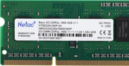 Оперативная память Netac Basic 4GB DDR3 SODIMM PC3-12800 NTBSD3N16SP-04 [NTBSD3N16SP-04]
