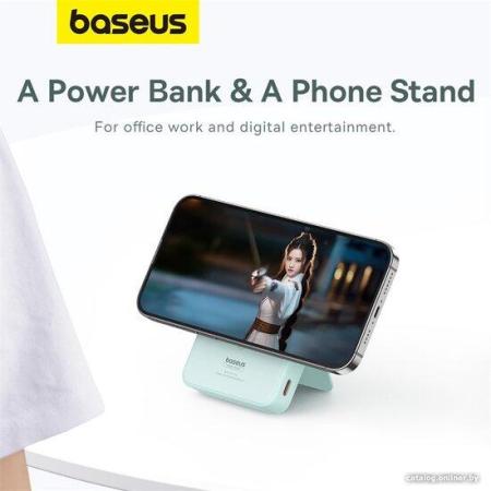 Портативные зарядные устройства Baseus MagPro Magnetic Bracket Wireless Fast-Charging Power Bank 20W 5000mAh (мятный) [P10064101333-00, 6932172647087]