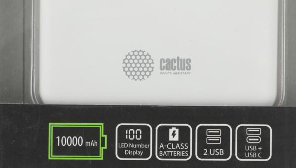 Портативные зарядные устройства CACTUS CS-PBFSKT-10000 (белый) [CS-PBFSKT-10000]