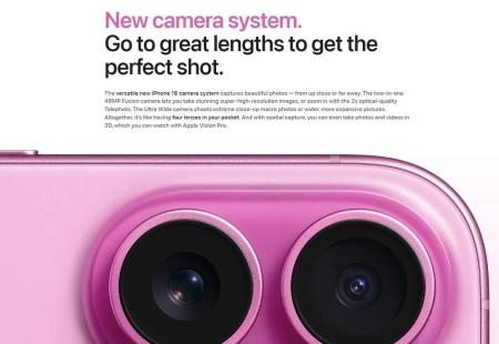 Мобильные телефоны Apple iPhone 16 128GB (черный) [MYE73HN/A]