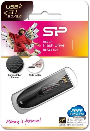 USB Flash Silicon-Power Blaze B25 64GB (черный) [SP064GBUF3B25V1K, 4712702657777]
