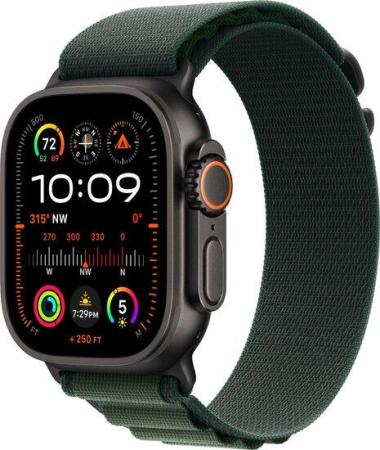 Умные часы и браслеты Apple Watch Ultra 2 LTE 49 мм (титановый корпус, черный/темно-зеленый, ремешок из полиэстера S) [MX4Q3]