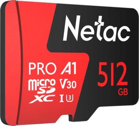 Карты памяти Netac MicroSDXC 512GB V30/A1/C10 Netac P500 Extreme Pro с адаптером [NT02P500PRO-512G-R]