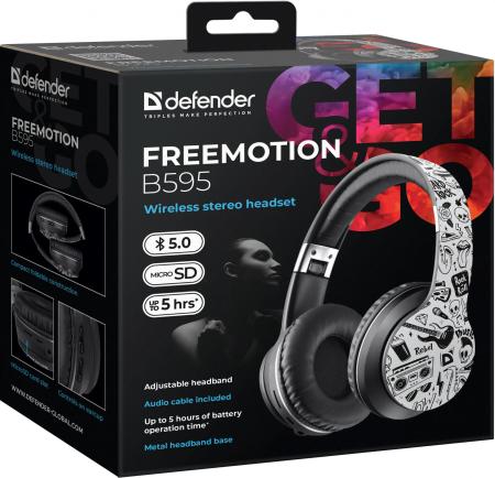 Наушники и гарнитуры Defender FreeMotion B595 (черный/белый) [63596, 4745090820300]