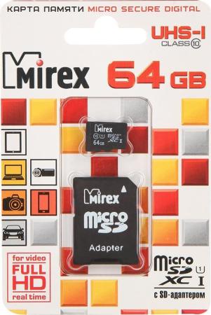 Карты памяти Mirex microSDXC UHS-I (Class 10) 64GB (13613-AD10SD64) [13613-AD10SD64]