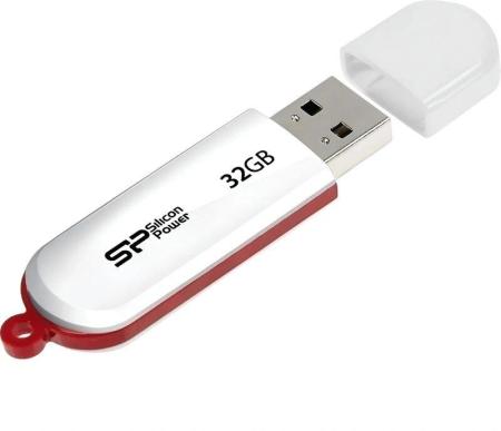 USB Flash Silicon-Power LuxMini 320 32GB (белый/красный) [SP032GBUF2320V1W]