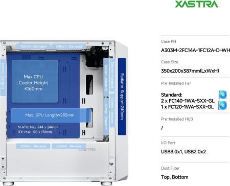 Корпуса XASTRA A303M 3ARGB (белый) [A303M-2FC14A-1FC12A-D-WH]