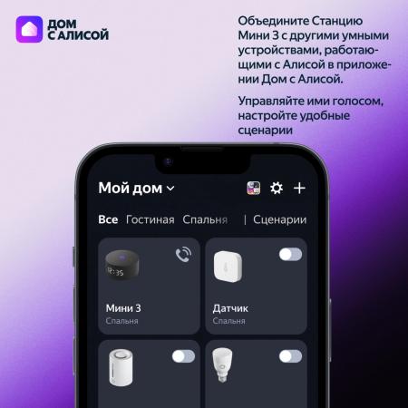 Беспроводные и портативные колонки Яндекс Станция Мини 3 с часами (серый) [YNDX-00027GRY]