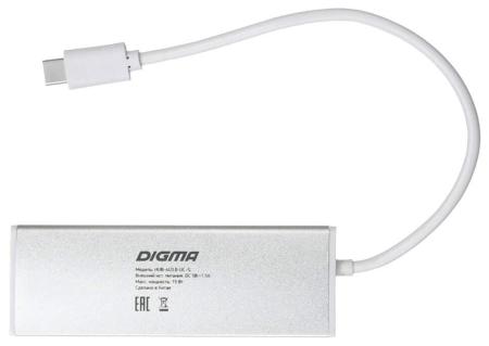 USB-хабы и док-станции Digma HUB-4U3.0-UC-S [HUB-4U3.0-UC-S, 1088647]
