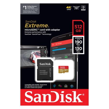 Карты памяти SanDisk Extreme SDSQXAV-512G-GN6MA microSDXC 512GB [SDSQXAV-512G-GN6MA]