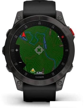 Умные часы и браслеты Garmin Fenix E 47мм (серая сталь, черный силиконовый ремешок) [010-03025-01]