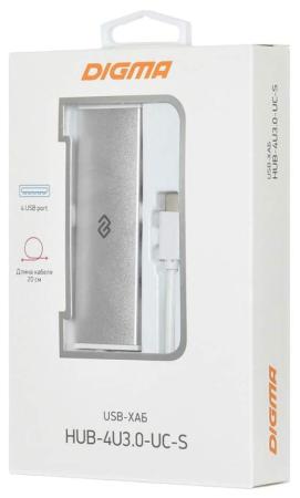 USB-хабы и док-станции Digma HUB-4U3.0-UC-S [HUB-4U3.0-UC-S, 1088647]