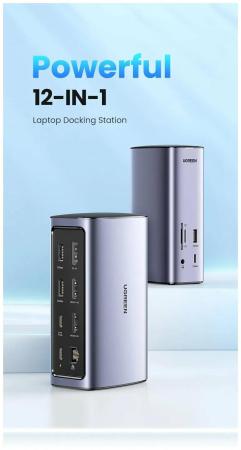 USB-хабы и док-станции Ugreen USB C Triple Display Docking Station 12-in-1 90325 [90325]