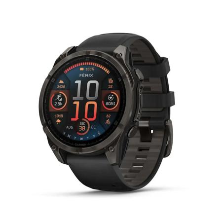 Умные часы и браслеты Garmin Fenix 8 Sapphire, Titanium 47мм (угольно-черный DLC, пепельно-черный силиконовый ремешок) [010-02904-21]