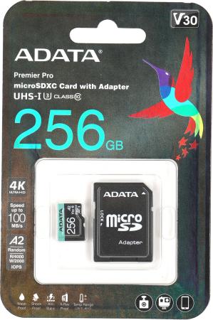 Карты памяти ADATA Premier Pro AUSDX256GUI3V30SA2-RA1 microSDXC 256GB (с адаптером) [AUSDX256GUI3V30SA2-RA1]
