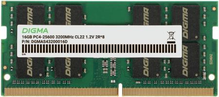 Оперативная память Digma 16ГБ DDR4 SODIMM 3200 МГц DGMAS43200016D [DGMAS43200016D, 1835825]