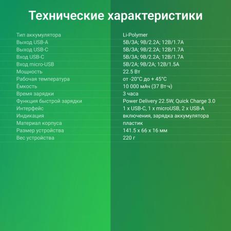 Портативные зарядные устройства Digma DGPF10A 10000mAh (черный) [DGPF10A22PBK, 1928758]