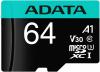 Карты памяти ADATA Premier Pro AUSDX64GUI3V30SA2-RA1 microSDXC 64GB (с адаптером) [AUSDX64GUI3V30SA2-RA1]