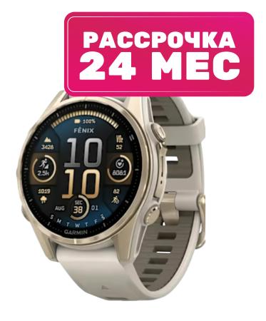 Умные часы и браслеты Garmin Fenix 8 Sapphire 43мм (золотистый, дымчато-серый ремешок) [010-02903-11]