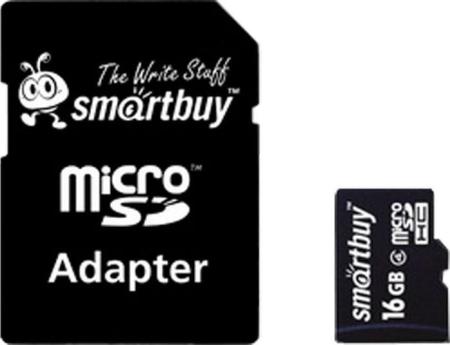 Карты памяти SmartBuy microSDHC (Class 10) 16 Гб + SD адаптер (SB16GBSDCL10-01)