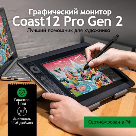 Графические планшеты Parblo Coast 12 Pro Gen2 (черный)